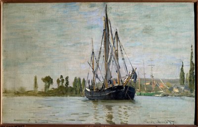 Chasse maree (Chasse-Maree) for anker nær Rouen, Maleri av Claude Monet (1840-1926) 1871 Søn. 0,48x0,75 m Paris, musee d