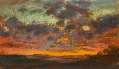 Solnedgang, ca. 1868 (pastell på papir) av Claude Monet