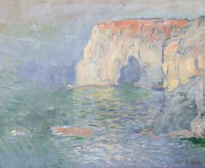 Etretat: La Manneporte, refleksjoner over vannet av Claude Monet