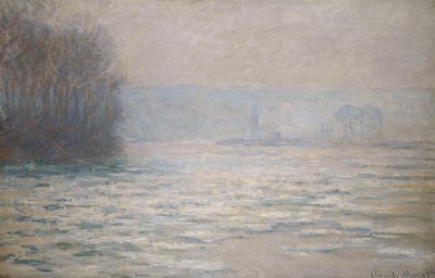 Flom på Seinen nær Bennecourt; Debacle, La Seine pres Bennecourt, 1893 av Claude Monet