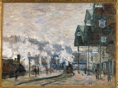Gare St. Lazare, de vestlige havna (olje på lerret) av Claude Monet