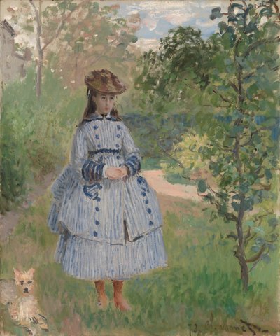 Jente med hund av Claude Monet