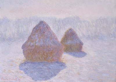 Høystakker (effekt av snø og sol) av Claude Monet