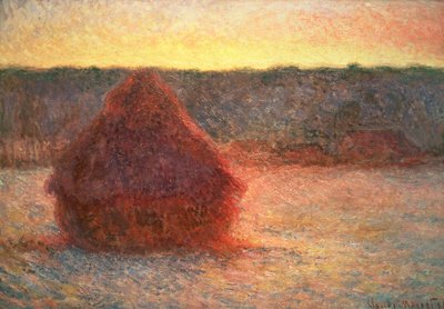 Høystakker ved solnedgang, frostvær, 1891 av Claude Monet