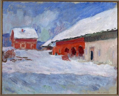 Norges landskap, Hus under snøen av Claude Monet
