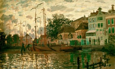 Dammen i Zaandam om kvelden (Der Dam i Zaandam am Abend) av Claude Monet
