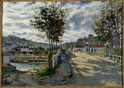 Le pont de Bougival-maleri av Claude Monet (1840-1926) 1869 Søn. 0,63x0,91 m Manchester. Currier Gallery Of Art av Claude Monet