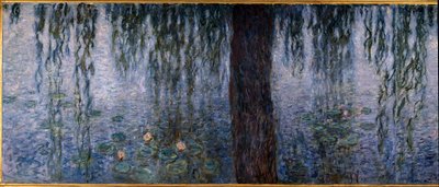 Les Nympheas; om morgenen klar med vier (venstre del av triptykolje på tre 200 x 425 cm), sd. 1914-1926. av Claude Monet (1840-1926). Musee de l
