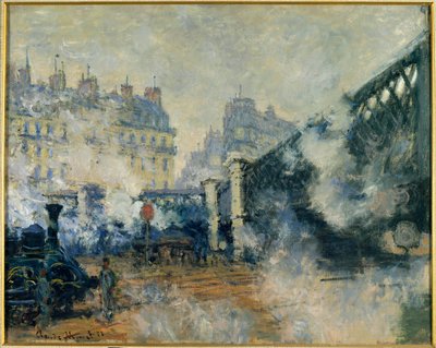 Europe Bridge og Saint Lazarus Station (Saint-Lazare) Maleri av Claude Monet (1840-1926) 1877 Søn. 0,64 x 0,81 m. Paris. Marmottan museum av Claude Monet
