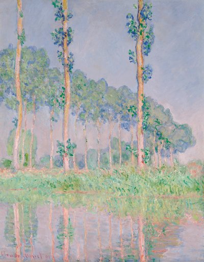 Popler, rosa effekt av Claude Monet