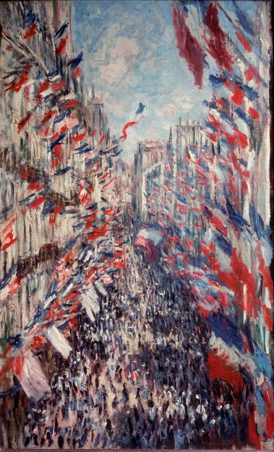 Rue montorgueil i Paris av Claude Monet
