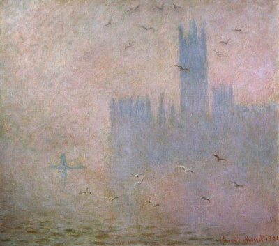 Måker. Themsen i London. The Houses of Parliament, 1903-1904 av Claude Monet