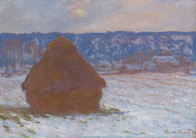 Stack of Wheat Snow Effect, overskyet dag, 189091. av Claude Monet