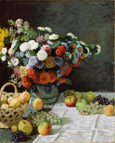 Stilleben med blomster og frukt, 1869 av Claude Monet