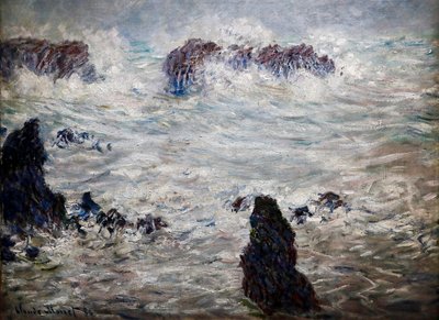 Storm, kysten av Belle-île av Claude Monet