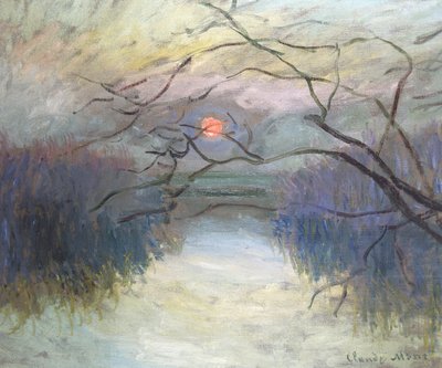 Solnedgang på Seinen ved Vétheuil, 1880 av Claude Monet