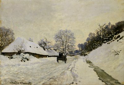 The Cart, eller Road under Snow at Honfleur, 1865 av Claude Monet