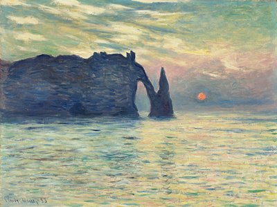 The Cliff, Etretat, Sunset par Monet, Claude (1840-1926) av Claude Monet