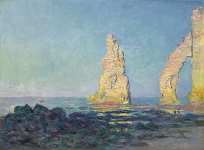 Nålen til Etretat, lavvann; Aiguille d"Etretat, maree basse, 1883 av Claude Monet