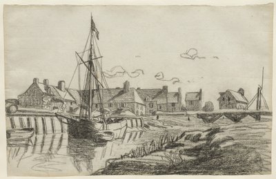 Havnen i Touques, ca. 1864 av Claude Monet