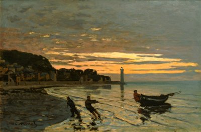 Tauing av båt, Honfleur av Claude Monet