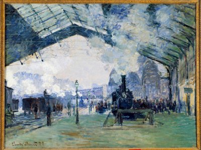 Utsikt over Saint Lazare jernbanestasjon i Paris og Normandie-toget av Claude Monet