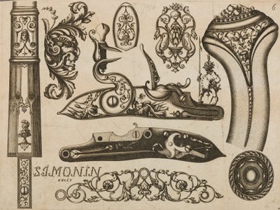 Gravering av våpenpynt, 1693 eller 1695. av Claude Simonin