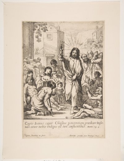 Å helbrede de svake Jesus Kristus helbreder mange syke mennesker i Galilea. av Claude Vignon