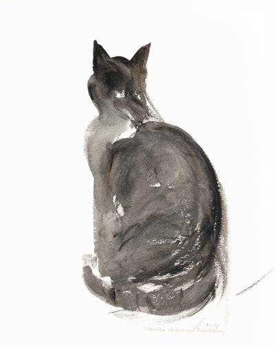 Cat, 1985 (akvarell) av Claudia Hutchins Puechavy