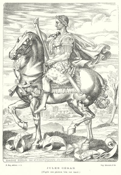 Julius Caesar , romersk soldat og politiker (gravering) av Claudius Popelin