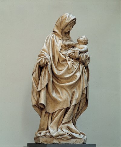 Jomfru med druestatue tilskrevet Claus de Werve (1380-1439) ved Claus Sluters skole. 1400-tallet. Auxonne-kirken (Cote d