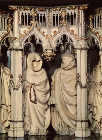 Graven til Filip den dristige (1342-1404) detalj av to sørgende, fra Church of Chartreuse på Champmol av Claus and Marville Jean de (d.1389) Sluter