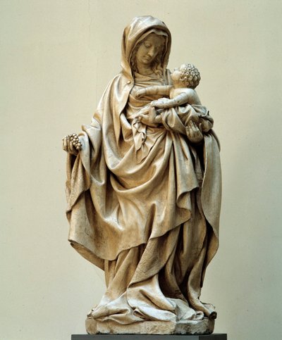 Jomfru med druestatue tilskrevet Claus de Werve (1380-1439) ved Claus Sluters skole. 1400-tallet. Auxonne-kirken (Cote d