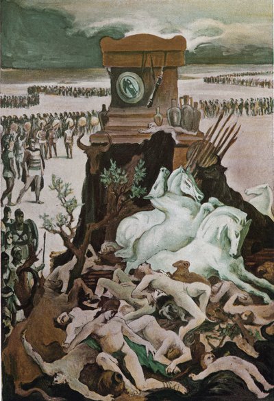 Begravelsen til Patrocles. Illustrasjon av Clement Gontier (1876-1918) for Homeres «Iliaden» (Omero). Paris, Henri Laurens av Clement Gontier