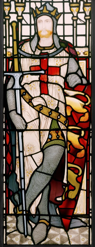 Richard I, detalj fra et vindu i den store salen, 1867-71 (farget glass) av Clement James Heaton