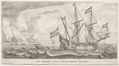 Ulike skip og utsikt over Amsterdam (Verscheÿde Schepen en Gesichten van Amstelredam), del II: The Black Bear, a Greenland Whaler av Clement de Jonghe