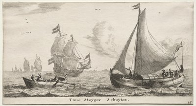 Ulike skip og utsikt over Amsterdam (Verscheÿde Schepen en Gesichten van Amstelredam), del II: Two Pier Boats av Clement de Jonghe