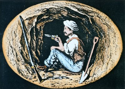 Britisk sapper bevæpnet med Colt Revolver venter i gruven på at fiendens mot-sapper skal bryte gjennom av Clifford Henry Mecham