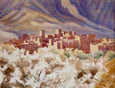 Mandelblomst, Todra-kløften, 2000 (akvarell) av Clive Wilson