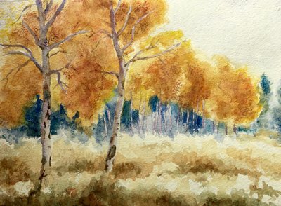 Høstosper i Tetons, 2011 (akvarell) av Clive Wilson