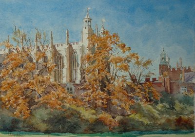 College Chapel - høstblader, 2010 (akvarell) av Clive Wilson