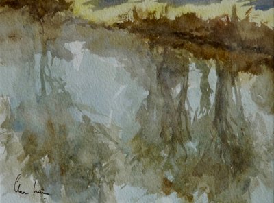 Kintbury-kanalen - vårmorgen, 2003 (akvarell) av Clive Wilson