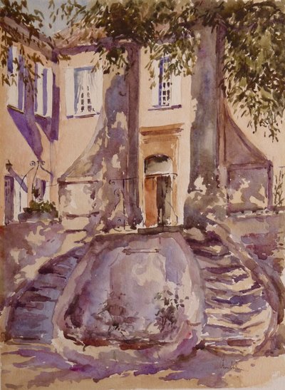 Den kollapsede trappen - Middag, 2001 (akvarell) av Clive Wilson