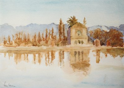 Tårn, solnedgang, 2000 (akvarell) av Clive Wilson