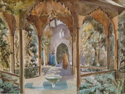 Riad, Dar Si Said, Marrakech, 2000 (akvarell) av Clive Wilson