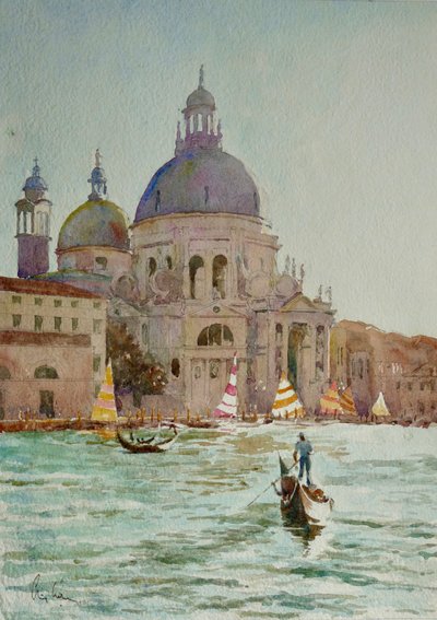 Salute, Sunset Sails, 2020 (akvarell) av Clive Wilson