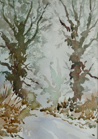 Eikene - frostig tåkete morgen av Clive Wilson