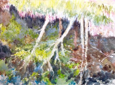 Skogsrefleksjoner, Silver Lake, 2017 (akvarell) av Clive Wilson