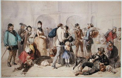 The Concourse ved Old Gare de Lyon, 1873 (wc på papir) av Clément Auguste Andrieux