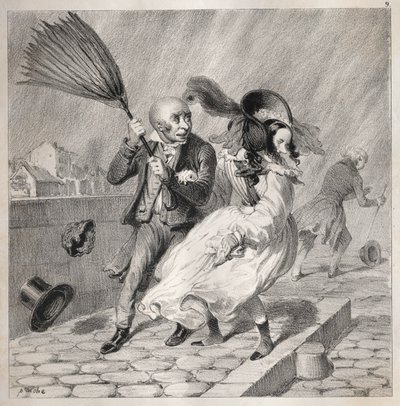 Bambochades: Ser du at barometeret mitt er i godt vær!...det er en rik tid for..., 1841. av Clémente Pruche